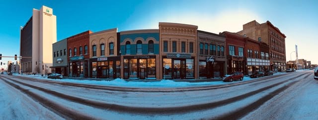 Main Avenue of Fargo North Dakota shot in a panoramic style