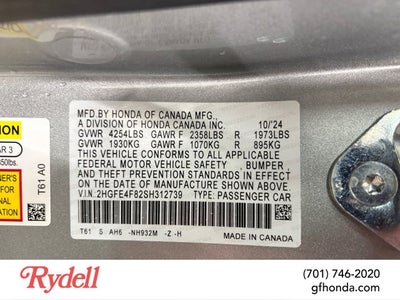 2025 Honda Civic Sedan Hybrid Sport Hybrid