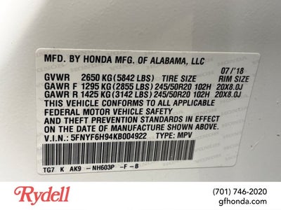 2019 Honda Pilot Touring 8-Passenger