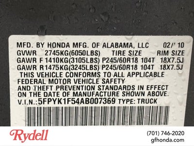2010 Honda Ridgeline RTL