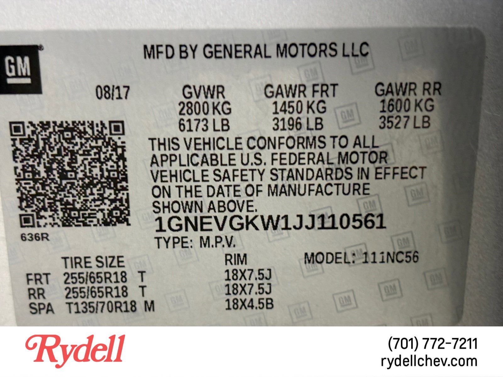 2018 Chevrolet Traverse LT Cloth