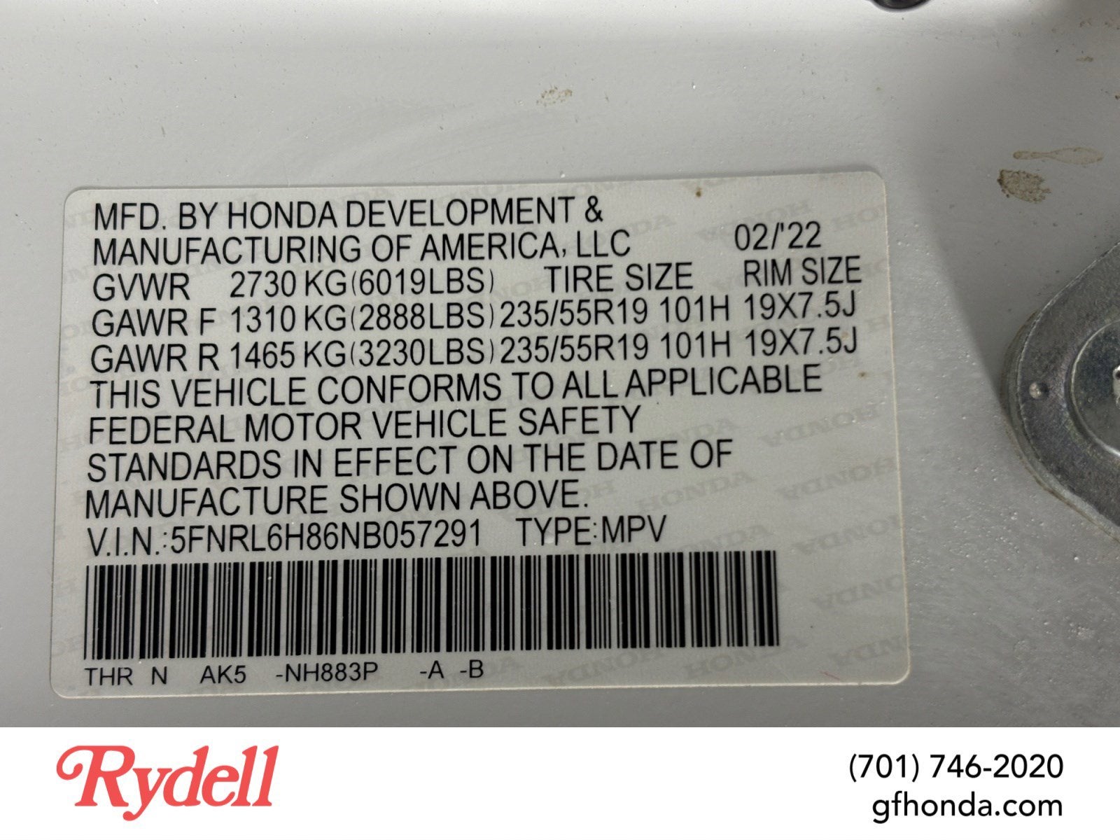 2022 Honda Odyssey Touring