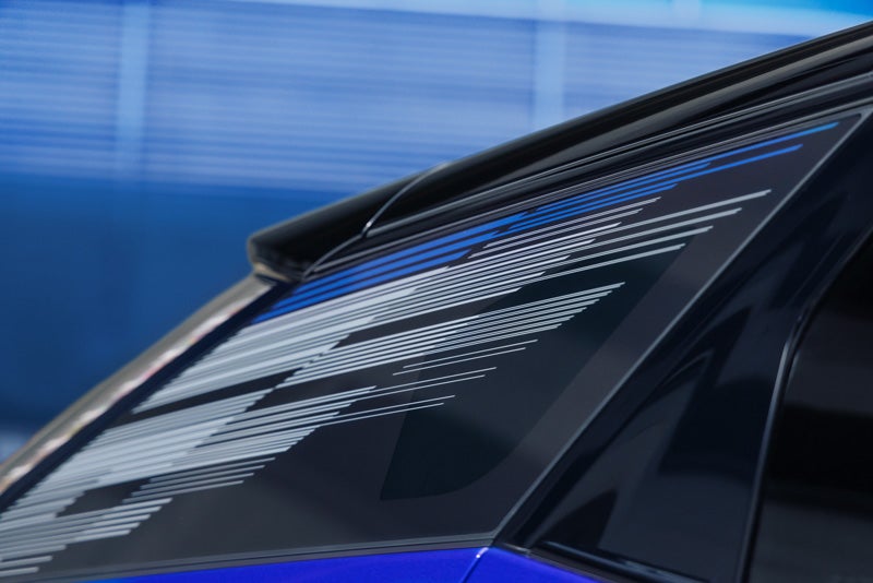 Close-up of the Modern Pattern on the 2026 OPTIQ-V Rear Quarter Glass | Rydell Cadillac in Grand Forks ND